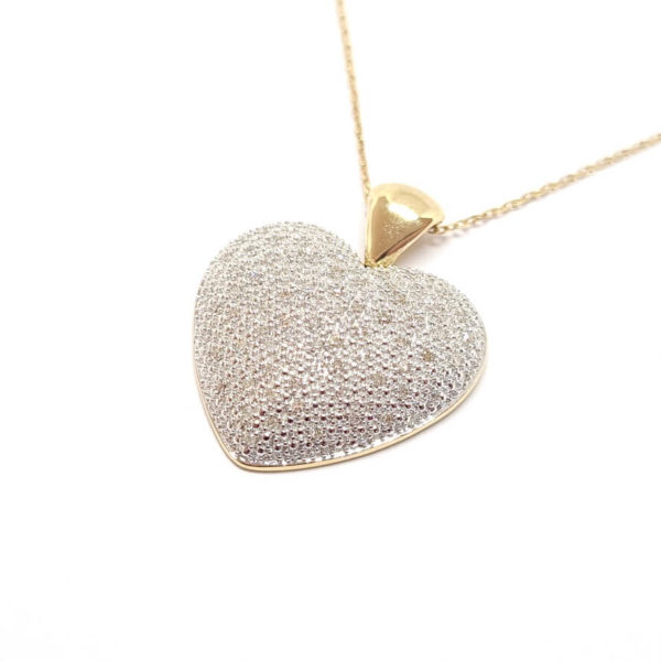 Collier coeur or jaune 18 carats diamants