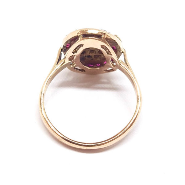 Bague rubis diamants or rose 14 carats