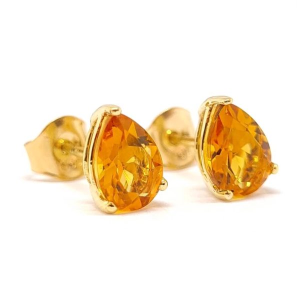 Boucles d'oreilles citrines or jaune 18 carats