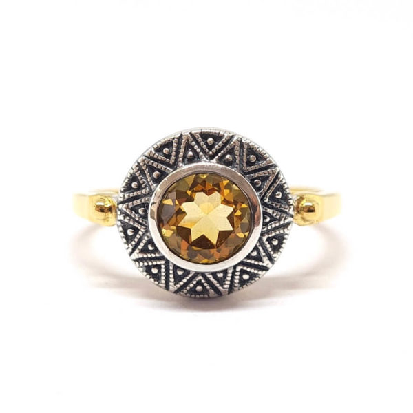 Bague vintage citrine argent 925/1000