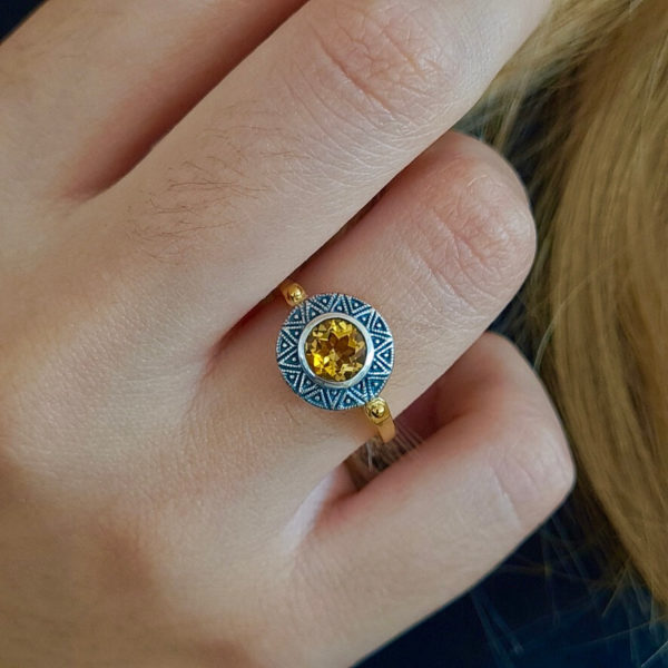 Bague vintage citrine argent 925/1000