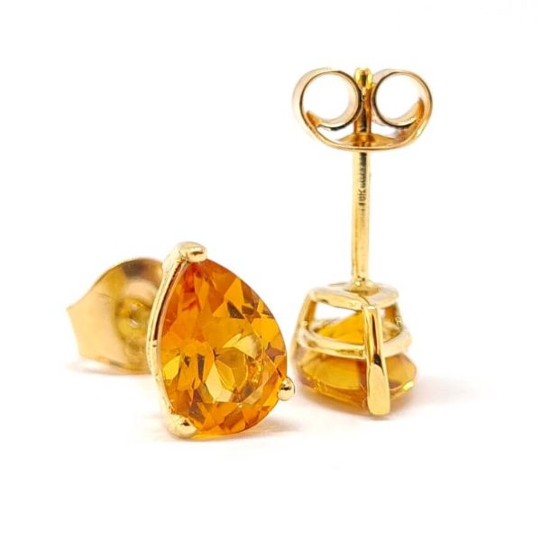 Boucles d'oreilles citrines or jaune 18 carats