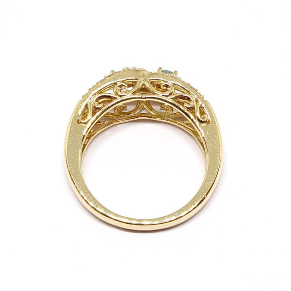 Bague lien aiguës marine diamants or jaune 18 carats