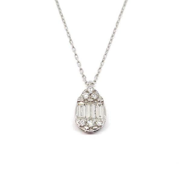 Collier poire diamants or blanc 18 carats