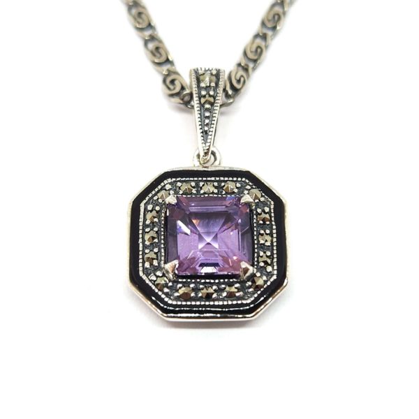 Collier vintage améthyste argent 925/1000