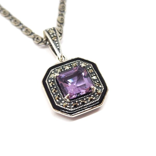 Collier vintage améthyste argent 925/1000