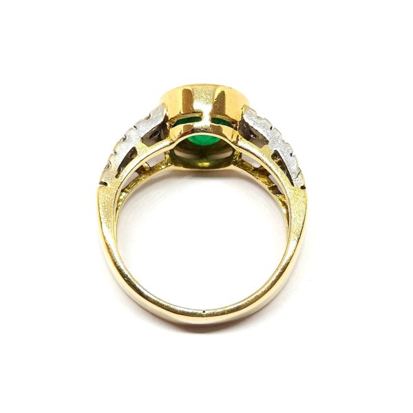 Bague vintage émeraude diamants deux ors 18 carats