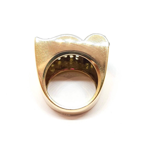 Bague Tank rubis diamants or jaune 18 carats