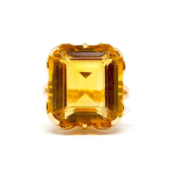Bague cocktail citrine or jaune 18 carats