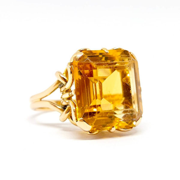 Bague cocktail citrine or jaune 18 carats