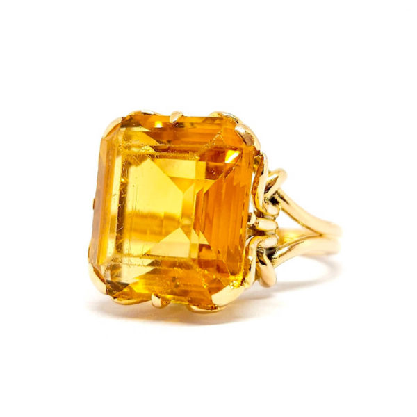 Bague cocktail citrine or jaune 18 carats