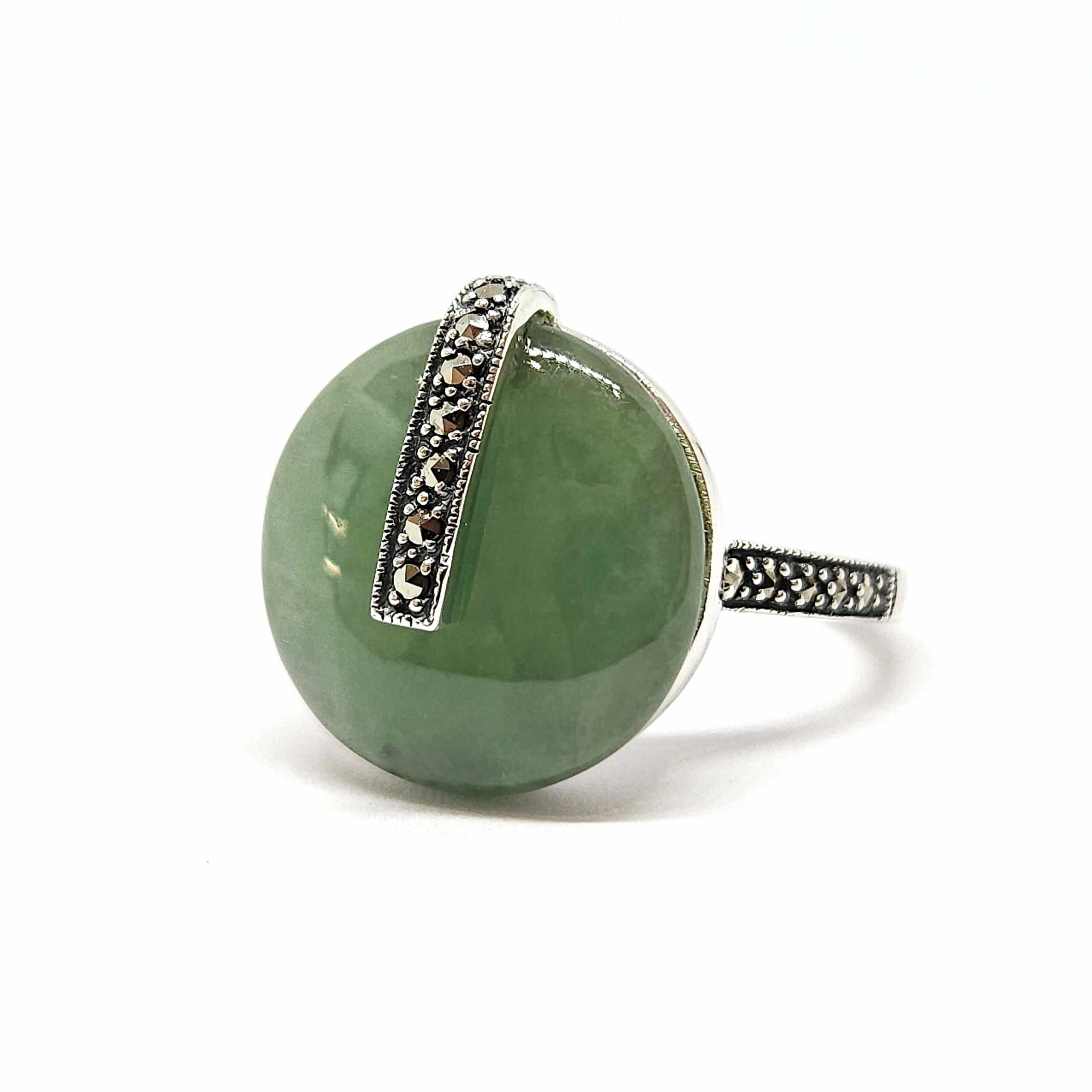Bague vintage jade marcassites argent 925:1000 2 Bague-vintage-jade-marcassites-argent-925/1000