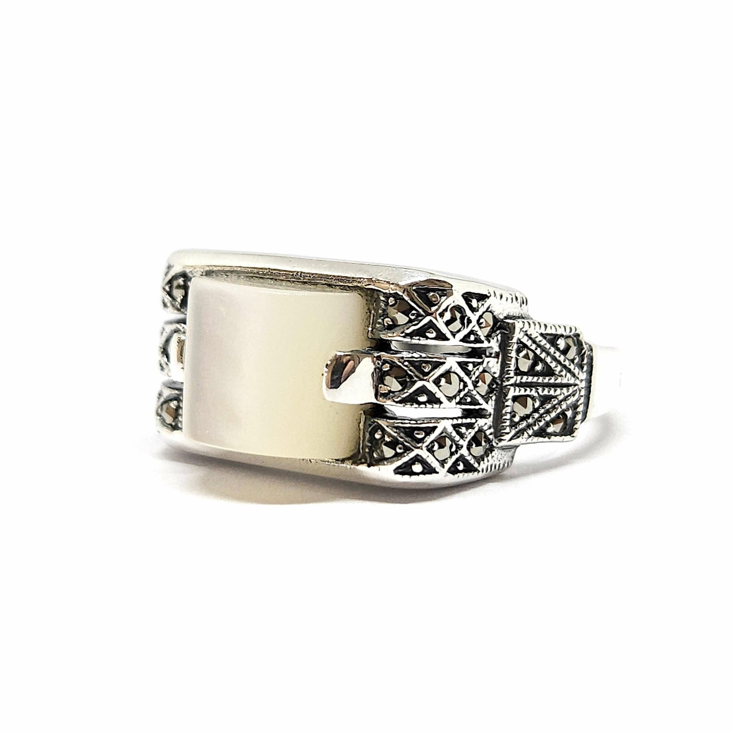 Bague-vintage-nacre-marcassites-925/1000