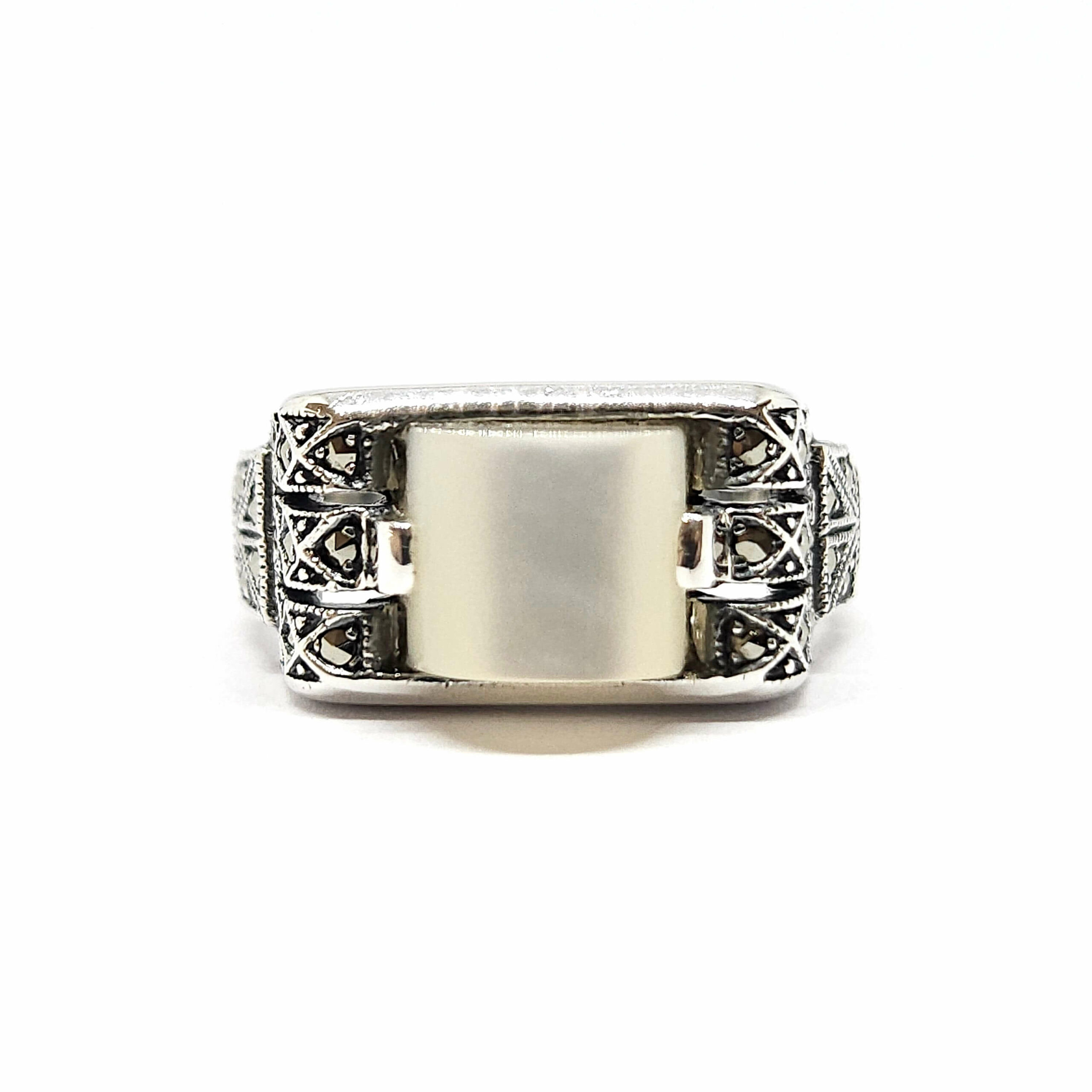 Bague-vintage-nacre-marcassites-925/1000