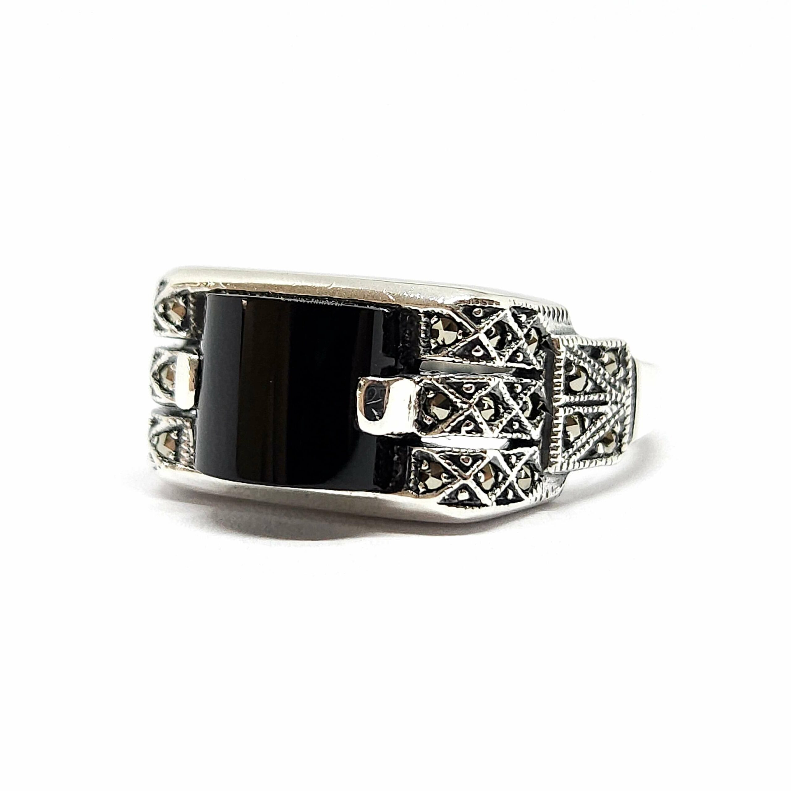 Bague-vintage-onyx-marcassites-925/1000